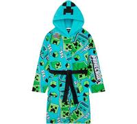 Get Trend Minecraft Bata de Casa Niño, Bata Polar con Capucha y Bolsillos, Ropa de Casa Invierno, Regalo Original Creeper (9-10 Ans, Azul Minecraft)