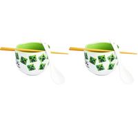 Get Trend Minecraft Bol Ramen 600ml con Palillos y Cuchara, Juego 3 Piezas Cuencos Ceramica Japonés para Sopa Fideos Noodles, Vajilla Hogar y Cocina (Multi Minecraft) (Paquete de 2)