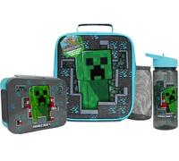 Get Trend Minecraft Bolsa Termica Infantil Set, 3 Piezas con Fiambrera Almuerzo, Botella Agua, Bolsa Merienda para Escuela, Picnic, Viajes (Multi Minecraft)