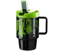 Get Trend Minecraft Botella Agua Niños con Tapa, Pajita y Asa, 500ml, Vaso Plastico Infantil Colegio, Deportes y Viajes, Libre de BPA, Reutilizable (Verde Minecraft)