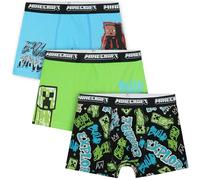Get Trend Minecraft Calzoncillos Niño 7-14 Años, Pack de 3 Boxers Algodón con Cintura Elástica, Ropa Interior Niño Transpirable, Regalo Niños (Verde/Multi, 13-14 Años)