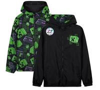 Get Trend Minecraft Chubasquero Niño y Adolescente, Chaqueta Impermeable con Capucha, Reversible Diseños, Regalos Niños (11-12 Años, Verde Minecraft Reversible)
