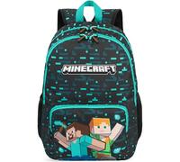 Get Trend Minecraft Grande Mochila Niño, 46 cm Mochila Escolar y Viaje Ajustable, Acolchada para Deportes y Escuela, Regalo Gamer (Azul/Multi Minecraft)