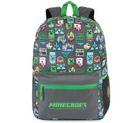 Get Trend Minecraft Grande Mochila Niños, 46 cm Mochila Escolar Ajustable y Acolchada, para Colegio, Viaje y Ocio, Regalo Gamer para Niños (Verde/Gris Minecraft)