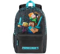 Get Trend Minecraft Grande Mochila Niños, 46 cm Mochila Escolar Ajustable y Acolchada, para Colegio, Viaje y Ocio, Regalo Gamer para Niños (Azul/Negro Minecraft)