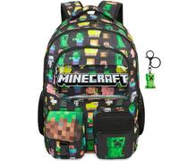 Get Trend Minecraft Mochila Niño con Llavero, 46 x 32 x 12 cm, Grande Mochila Escolar y Viaje, Tirantes Acolchados, Ajustable y Ligera para Colegio y Ocio, Regalo para Niños (Multi Minecraft)