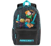Get Trend Minecraft Mochila Niños, Mochila Escolar Ajustable y Acolchada, para Colegio, Viaje y Ocio, Regalo Gamer para Niños (Azul/Negro Minecraft)