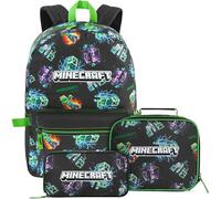 Get Trend Minecraft Mochila Niños, Set 3 Piezas, Estuche Escolar y Bolsa Almuerzo, Mochila Escolar Completa para Colegio y Ocio, Regalo Niños (Multi Creeper)