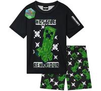 Get Trend Minecraft Pijama Corto Niño Pijamas Verano Chico Adolescente Set de 2 Piezas Ropa de Dormir Cómodo Regalo para Niños (13-14 Años, Minecraft Negro)