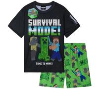 Get Trend Minecraft Pijama Corto Niño Pijamas Verano Chico Adolescente Set de 2 Piezas Ropa de Dormir Cómodo Regalo para Niños (11-12 Años, Minecraft Verde Pack de 1)