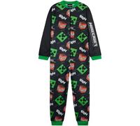 Get Trend Minecraft Pijama Entero Niño Adolescente, Pijama Polar Infantil de Una Pieza con Cremallera, Mono Cómodo para Invierno (7-8 Años, Negro Minecraft)