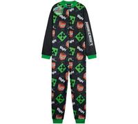 Get Trend Minecraft Pijama Entero Niño Adolescente, Pijama Polar Infantil de Una Pieza con Cremallera, Mono Cómodo para Invierno (11-12 Años, Negro Minecraft)
