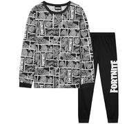 Get Trend Minecraft Pijama Niño Manga Larga, Conjunto Pijama para Niños y Adolescentes, Creeper Lounge Set, Ropa de Dormir, Regalo Gamer (9-10 Años, Gris Fortnite)