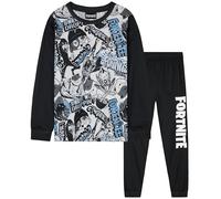 Get Trend Minecraft Pijama Niño Manga Larga, Conjunto Pijama para Niños y Adolescentes, Creeper Lounge Set, Ropa de Dormir, Regalo Gamer (11-12 Años, Blanco/Negro Fortnite)