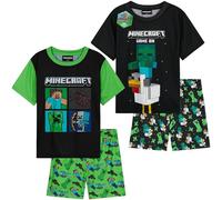 Get Trend Minecraft Pijama Niño Pijamas Adolescentes Manga Corta Divertidos Pack de 2 Conjunto de Pijama Corto Regalos Niños (11-12 Años, Minecraft Negro Pack de 2)