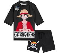 Get Trend One Piece Conjunto de Bañador Niño Bañador Natacion Adolescente Set de Baño 2 Piezas con Camiseta y Pantalones Cortos (11-12 Años, Negro One Piece)