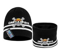 Get Trend One Piece Gorro Invierno e Cuello Niño, 2Pcs Set para Niños Adolescentes, Accesorios de Invierno, Anime Regalo Niños (7-14 Años, Negro One Piece, 2)