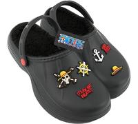 Get Trend One Piece Zuecos Niño Invierno Forrados, Anime Zapatillas de Casa con Pelo Suave, Clogs Antideslizantes, Regalos para Niños (34/35 EU, Negro One Piece)