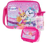 Get Trend Paw Patrol Bolsa Termica Infantil con Fiambrera Almuerzo Botella Agua Niños Set de 3 Piezas Bolsa Merienda Botellas Loncheras Material Escolar (Rosa Paw Patrol)