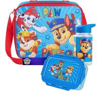 Get Trend Paw Patrol Bolsa Termica Infantil con Fiambrera Almuerzo Botella Agua Niños Set de 3 Piezas Bolsa Merienda Botellas Loncheras Material Escolar (Azul Paw Patrol)