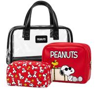 Get Trend Peanuts Snoopy Neceser Mujer y Niña, Set de 3 Bolsa de Aseo | Set de Neceser Transparente Aesthetic, Makeup Bag para Maquillaje, Viaje, Accesorios o Uso Diario, Ideas Regalo