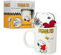 Get Trend Peanuts Snoopy Taza y Calcetines Mujer, Taza Ceramica 340 ml con Calcetines Divertidos, Set Regalo para Adolescentes y Mujeres (Rosa Snoopy)