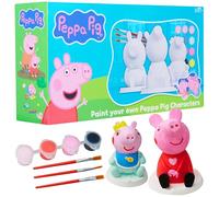 Get Trend Peppa Pig Kit Pinturas y Manualidades para Niños, 3 Figuras de Escayola para Pintar, 12 Pinturas, 3 Pinceles, DIY Set de Arte (Multi Peppa Pig)