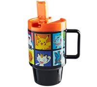 Get Trend Pokemon Botella Agua Niños con Tapa, Pajita y Asa, 500ml, Vaso Plastico Infantil Colegio, Deportes y Viajes, Libre de BPA, Reutilizable (Negro Pokemon)