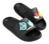 Get Trend Pokemon Chanclas Niño Tipo Slider, Pikachu Gengar Snorlax, Sandalias Niños Verano Abiertas para Uso Diario, Regalos de Anime (37/38 EU, Negro Chunky)