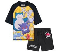 Get Trend Pokemon Conjunto de Bañador Niño Natacion Adolescente Pikachu Genga 2 Piezas Camiseta y Pantalones Cortos (5-6 Años, Negro Pokemon)