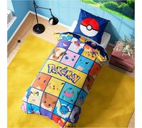 Get Trend Pokemon Juego de Cama Individual con Funda Nórdica Infantil Reversible 135x200cm y Funda de Almohada, Accesorios Habitacion Pikachu (Multi Pokemon, Individual)