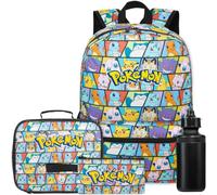 Get Trend Pokemon Mochila Niño 4 Piezas, Mochila Escolar Infantil con Estuche, Bolsa Térmica para Almuerzo y Botella de Agua 500 ml, Set Vuelta al Cole (Multi Pokemon)