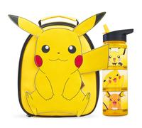 Get Trend Pokemon Pikachu Bolsa Térmica Infantil 2 Piezas, Diseño 3D Lunch Bag con Botella de Agua 500 ml, Libre de BPA, Ligero y Resistente para Colegio y Escuela (Amarillo/Negro Pikachu)