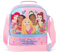 Get Trend Princesas Disney Bolsa de Almuerzo Infantil Aislada, Lunch Bag para Fiambrera con 2 Compartimentos, Asa, Correa Ajustable, Bolsa Térmica Colegio y Picnic, Regalo Niña (Rosa/Multi Princess)