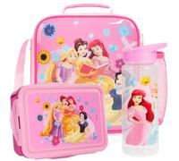 Get Trend Princesas Disney Bolsa Termica Porta Alimentos Set, 3 Piezas Botella de Agua y Bento Box Fiambrera con Compartimentos, Sin BPA, para Colegio, Guarderia y Viajes