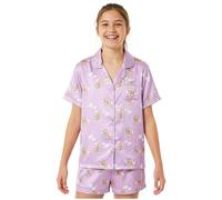 Get Trend Pusheen Pijama con Botones Niña, Ropa de Verano con Camiseta Manga Corta y Pantalones Cortos, Regalos para Niñas (11-12 Años, Morado Pusheen)