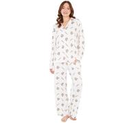 Get Trend Pusheen Pijama Mujer y Chica con Camiseta Manga Larga y Pantalones Largos, Ropa Casa Invierno, Regalo Original (XL, Beige Pusheen)