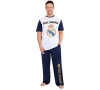 Get Trend Real Madrid CF Pijama Futbol Hombre, S-3XL, Conjunto de Camiseta Manga Corta y Pantalón Largo, Regalo Hombre (L, Azul Marino Real Madrid)