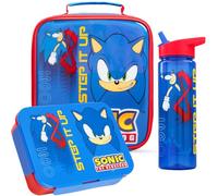 Get Trend SONIC THE HEDGEHOG Bolsa Térmica 3L, Set Niños, 3 Piezas, Botella Agua 600 ml y Caja Bento Fiambrera con Compartimentos, Libre de BPA, Colegio y Guardería (Azul Sonic)