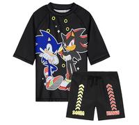 Get Trend Sonic the Hedgehog Conjunto de Bañador Niño Bañador Natacion Shadow Set de Baño 2 Piezas con Camiseta y Pantalones Cortos (4-5 Años, Negro Sonic)