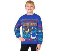 Get Trend Sonic The Hedgehog Jersey Navideño Niño, 4-10 Años, Sueter de Navidad con Diseño de Sonic y Shadow, Ropa Infantil, Regalo Gamer (7-8 Años, Azul)