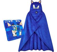 Get Trend Sonic the Hedgehog Manta con Capucha para Niños 130x90cm, Poncho Manta Suave con Diseño 3D y Detalles de Personaje para Regalos y Navida (Azul Sonic)