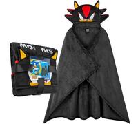 Get Trend Sonic the Hedgehog Manta con Capucha para Niños 130x90cm, Poncho Manta Suave con Diseño 3D y Detalles de Personaje para Regalos y Navida (Negro Shadow)