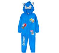 Get Trend SONIC THE HEDGEHOG Mono Impermeable Niño con Forro Polar, Traje Lluvia Entero con Capucha, Chubasquero de Una Pieza Infantil (9-10 Años, Azul Sonic)