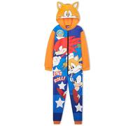 Get Trend Sonic The Hedgehog Pijama Entero Niño con o sin Capucha, Pijama Una Pieza, Polar Ropa de Dormir, Regalos para Niños (4-5 Años, Multi Tails)