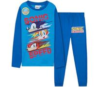 Get Trend Sonic The Hedgehog Pijama Niño, Conjunto de Pijama Largo, Ropa de Dormir Knuckles Shadow, Ropa Invierno, Regalo para Gamer (4-5 Años, Azul Sonic)
