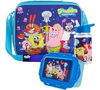 Get Trend SpongeBob Squarepants Bolsa Termica Infantil con Fiambrera Almuerzo Botella Agua Niños 3 Piezas Bolsa Merienda Botellas Loncheras (Azul SpongeBob)