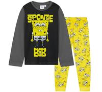 Get Trend Spongebob Squarepants Pijama Invierno Niño y Adolescente con Personajes Animados, Pijamas Manga Larga 2 Piezas, 3-8 Años, Ropa de Dormir (5-6 Años, Gris Spongebob)