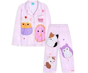 Get Trend Squishmallows Pijama Invierno Niña y Adolescente, Ropa de Dormir con Camiseta Botones y Pantalón Largo, Regalo Original (7-8 Años, Multi Squishmallows)