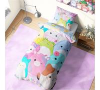 Get Trend Squishmallows Ropa de Cama Infantil 135x200 cm, Juego de Cama Reversible para Niños y Adolescentes, Funda Nórdica y Funda de Almohada, Regalos Niños y Niñas (Multi Squishmallows, Individual)